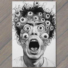 STICKER Mutated Face Boy Screaming Horror Eyeballs Nightmare Surreal Gross Wei