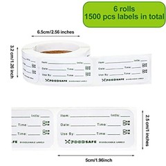 Food Date Storage Labels Removable Freezer Label for Containers, 1x2Inch 1500Pcs