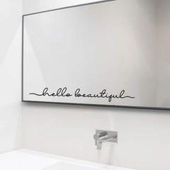 Hello Beautiful Inspirational Quotes Mirror Vinyl Decal 18×2.3 Inch