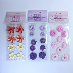 Prima FLOWERS Floral Paper Fabric Embellishments Lot of 14