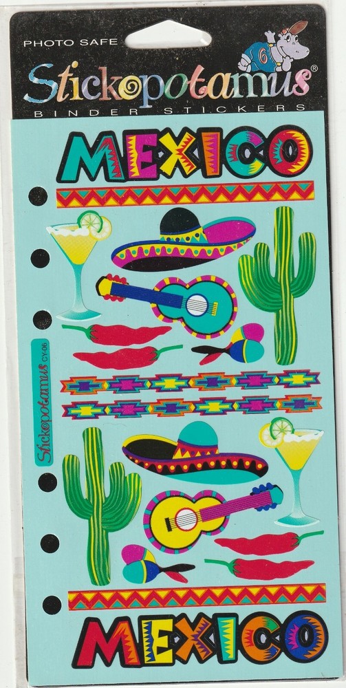 Vintage Stickopotamus Binder stickers MEXICO theme 70073 FAST FREE ship!