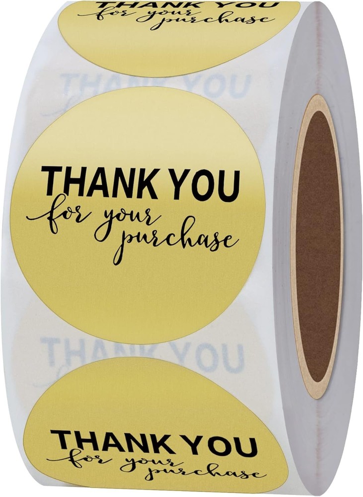 Gold Foil Thank You for Your Purchase Stickers 1.5″ round 500 Labels per Roll (G