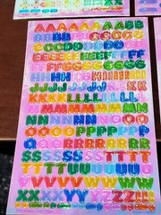 RARE Sandylion Mother of PEARL 3 Maxi 4×6.5″ 1 strip ALPHABET NUMBERS LETTERS
