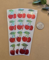 12 SPARKLY CHERRY STICKERS/ CUTE CHERRY STICKERS/ HOLOGRAPHIC CHERRY STICKERS