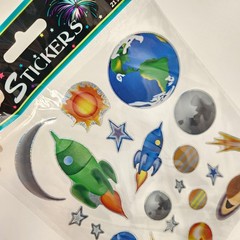 Nicole Crafts Space and Planets Glitter Metallic Sticker Sheet Scrapbooking