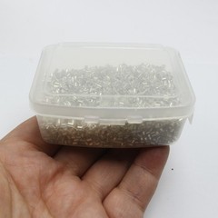 5000 Glass Tube Bugle Beads 2X2mm White Silver-Lined + Storage Box
