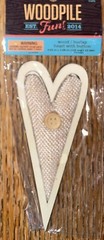 Woodpile Fun Wood Burlap Heart W/ Buttons Craft Card 3D Scrapbook Embellishment