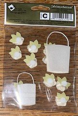 RARE Jolees Fabric Flowers BASKET Wedding Floral Arrangement Rose Garden Sticker
