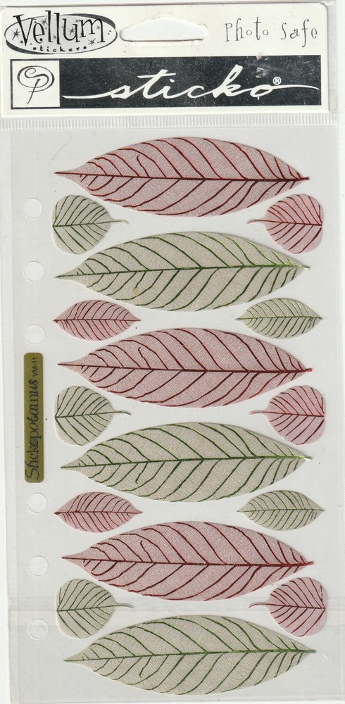 Sticko Classic stickers VELLUM RED & GREEN LEAVES 55173 FAST FREE ship!