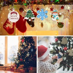 ricluck 50PCS Unfinished Wooden Christmas Ornaments, 10 Styles Unfinished Cra…