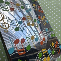 Vintage 80s 90s Hambly Notepad Studios Music Note Mirror Foil mini notebook