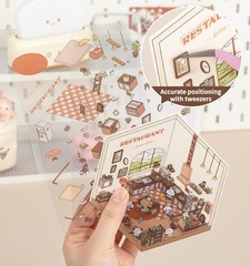 DIY 3D House Stickers, 4 Sets Fun DIY Sticker Scene Make Your Own Mini House Cut