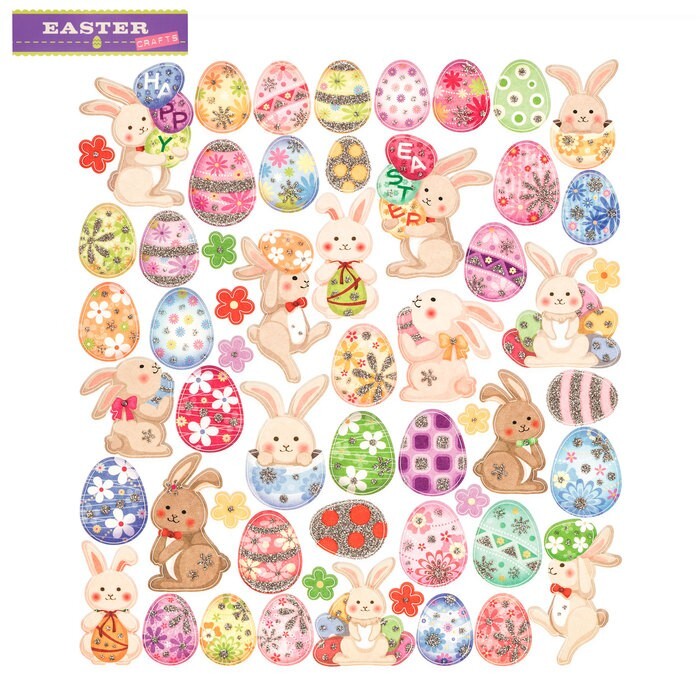 EASTER CRAFTS Easter Eggs & Bunnies Stickers – 56 pcs