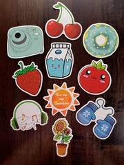 STICKERS x 10 Cherry Tomato Strawberry Milk Headphones Mitten Flower 23V8