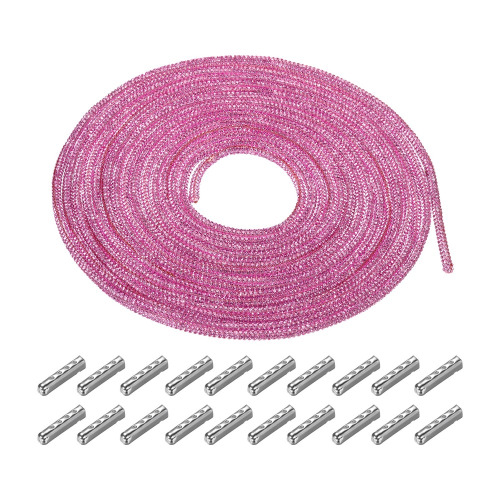 4mm Dia 5m Length Pink Rhinestone Rope Crystal Rope with Aglets