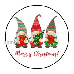 30 MERRY CHRISTMAS GNOMES ENVELOPE SEALS LABELS STICKERS 1.5″ ROUND FAVORS GIFTS