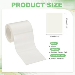 80 Pcs Thermal Sticker Paper, 2×3.1″ Square Thermal Printer Label, White