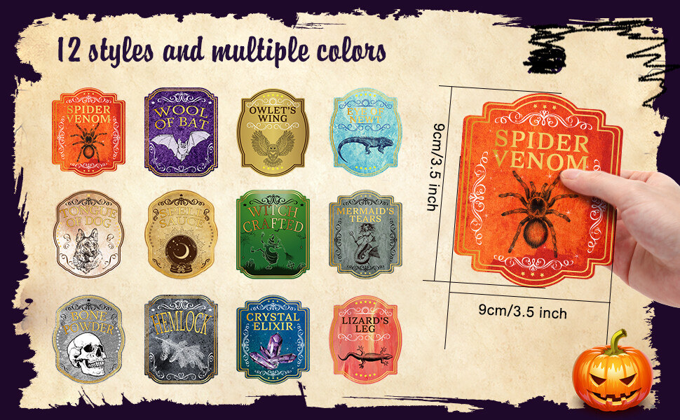 Halloween Wine Label Witch Bottle Stickers Apothecary Potion Decal – You Choose