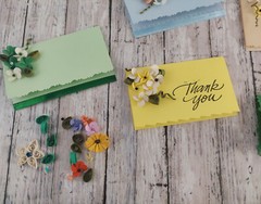 Vtg Paper Quilling Small Note Cards Handmade Ephemera Junk Journal Supplies READ