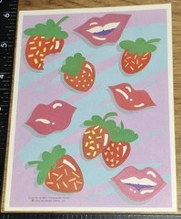 Vintage Stickers Hallmark Strawberries Lips Scratch N Sniff 1 Sheet,code20-1