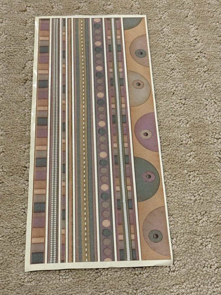 5 New Rare Vintage Unbranded brown button lines sticker Sheets