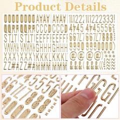 6 Sheets Gold Letter Stickers 3D Glitter Alphabet Puffy 1 Inch for Crafts