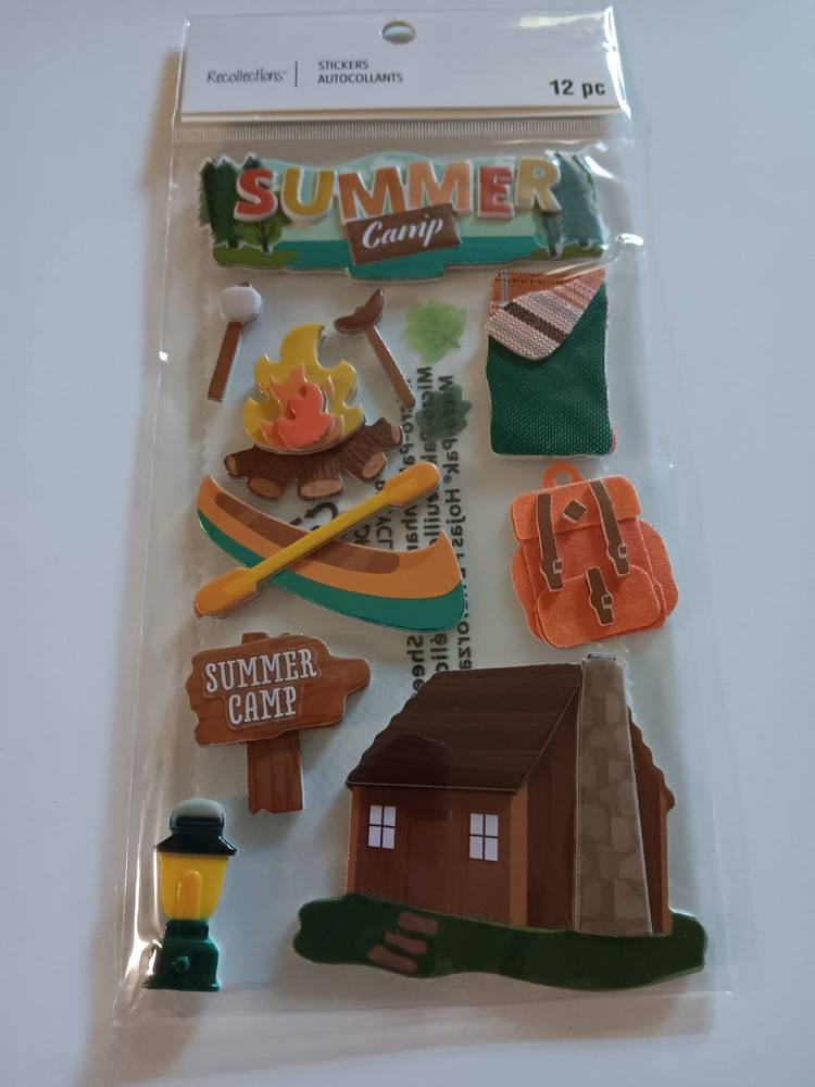 Recollections Stickers Summer Camp Cabin Canoe Sleeping Bag Camp Fire Backpack