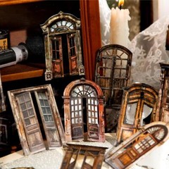 10Pcs Vintage Doors Stickers Junk Journal Album Card Crafts Scrapbooking Collage