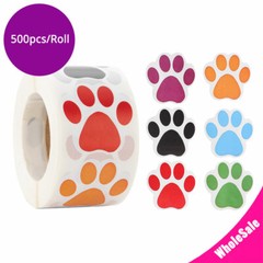 500 1.5in 6 Designs Mix Colors Cat Paw Stickers Chrome Paper Cat Paw Shaped