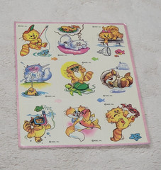 Vintage AGC Inc. American Greetings Cat And Fish Fishing 1 Stickers Sheet Kitten