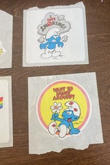 Smurfs 1980’s Smurf Stickers Decals (Still Attached To Original Backings) QTY 6