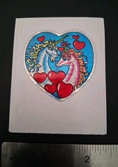 Vintage Stickers Unicorn Hearts Prism Sticker VTG 80s