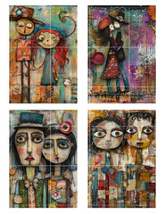 Mixed Media Couples For Card Topper Collage Supply Scrapbook Junk Journal 5 Pgs