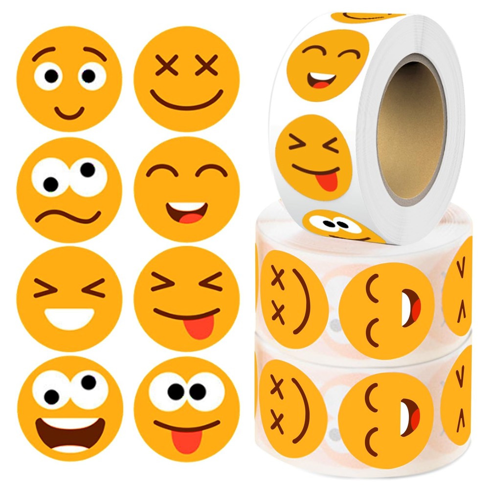 1500 Pcs Smiley Face Motivational Stickers for Teachers, Bright Yellow 3 Pack