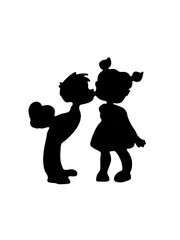 ADORABLE! LITTLE BOYS & LITTLE GIRLS IN «PUPPY LOVE!» SILHOUETTE DIE CUT/ CUTS