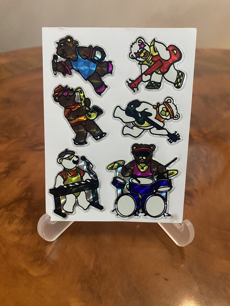 Vintage Vending Machine Prismatic Rock N Roll Bears Sticker 4×3 Inches
