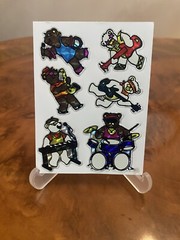 Vintage Vending Machine Prismatic Rock N Roll Bears Sticker 4×3 Inches