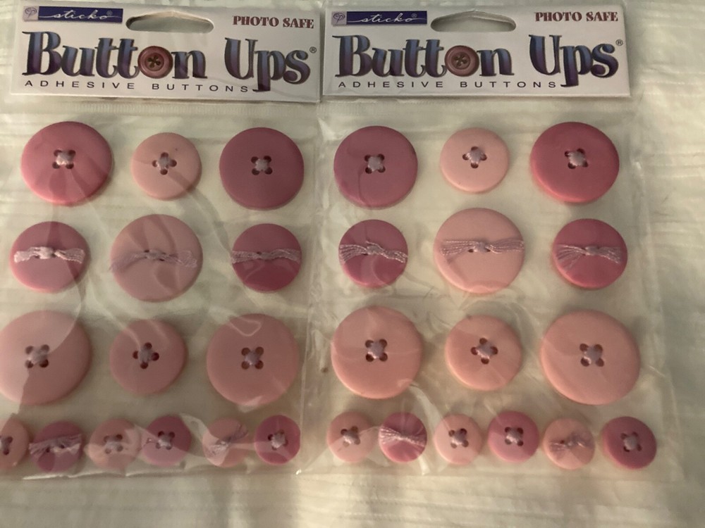 Sticko pink button Ups- adhesive threaded buttons-30 -2 different shades of pink