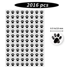 0.5 Inch Black Paw Print Stickers, Self Adhesive Scrapbook & Reward Labels