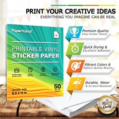 Customizable Waterproof Sticker Paper – 50 Matte Sheets for DIY Crafts 8.5×11