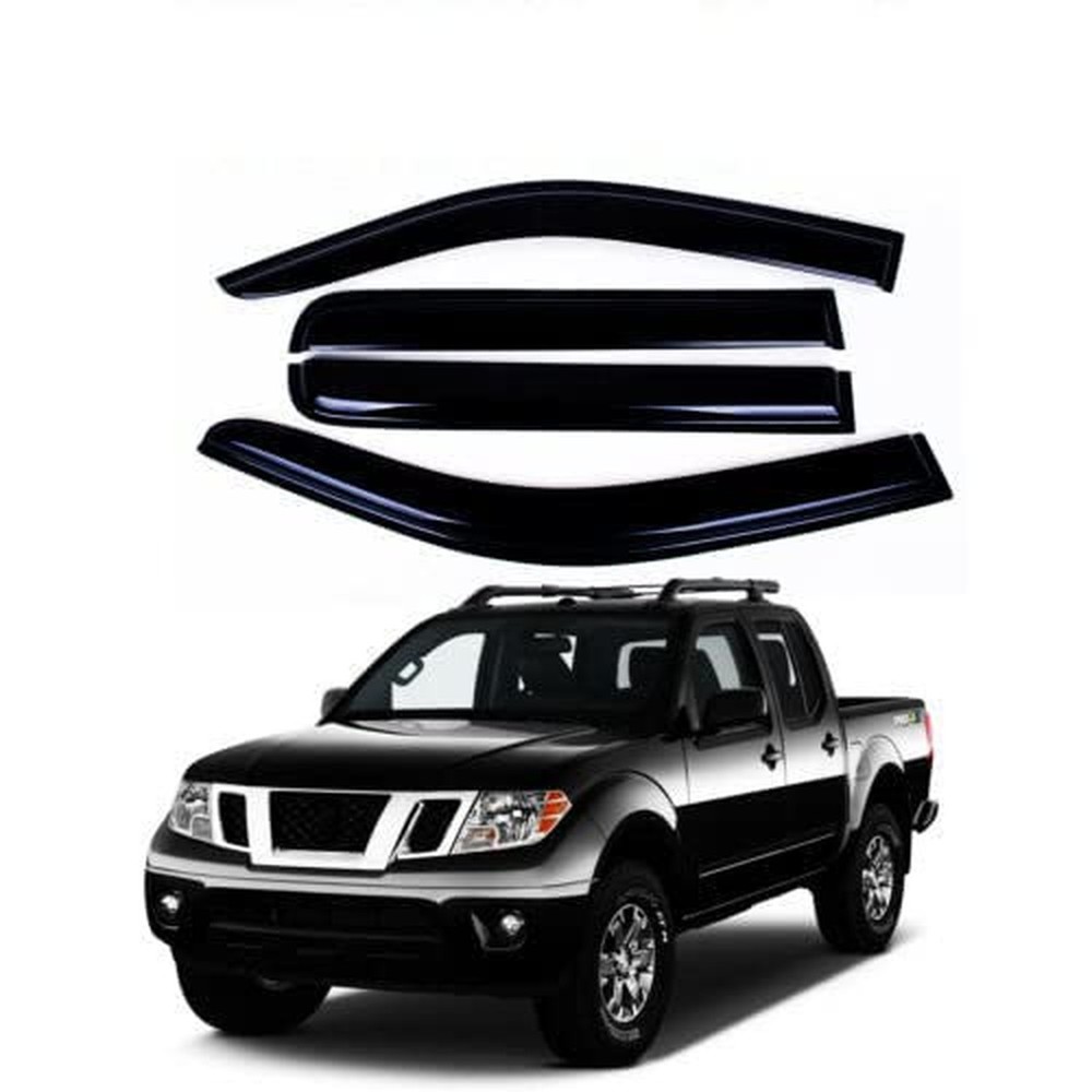 Tape-On Rain Guard 4-Piece for 05-20 Nissan Frontier Crew Cab Windows Visor S…