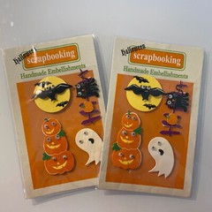 Halloween 3D Stickers Ghost Black Cat Pumpkin Bat Google Eyes Set of Two Sheets