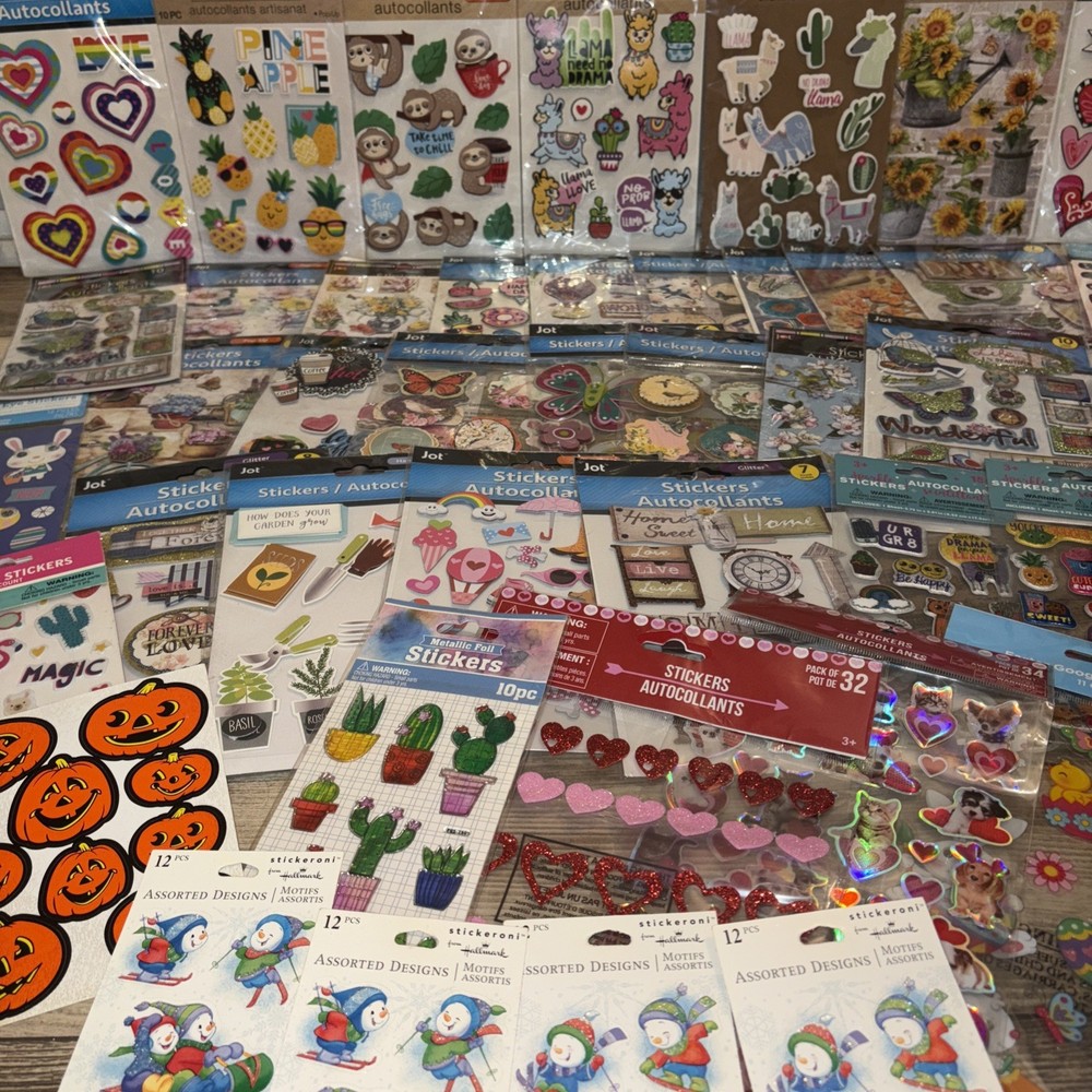 Scrapbooking Stickers Lot 40+ Sheets Embellishments Animal Travel Birthday Craft