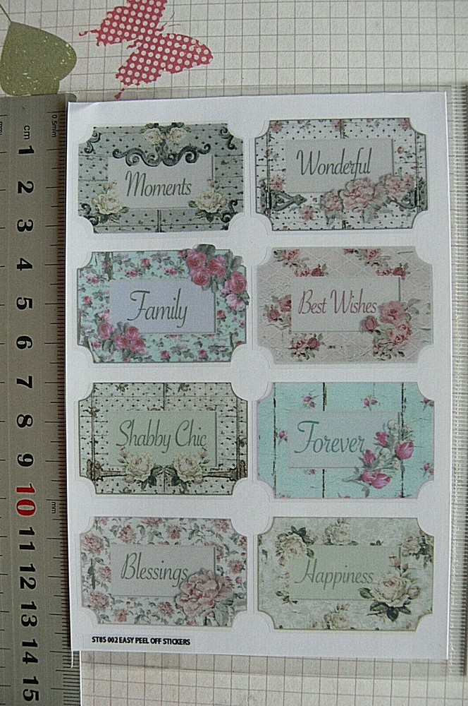 SHABBY ROSE Collection – Word Tags x 8 Sticker Pack 45-30mm by Fab Scraps
