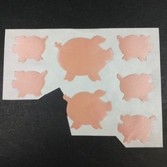 Vintage 80s Soft Satin Stickers Pink Pigs 3 Sizes Partial Sheet 7 pieces