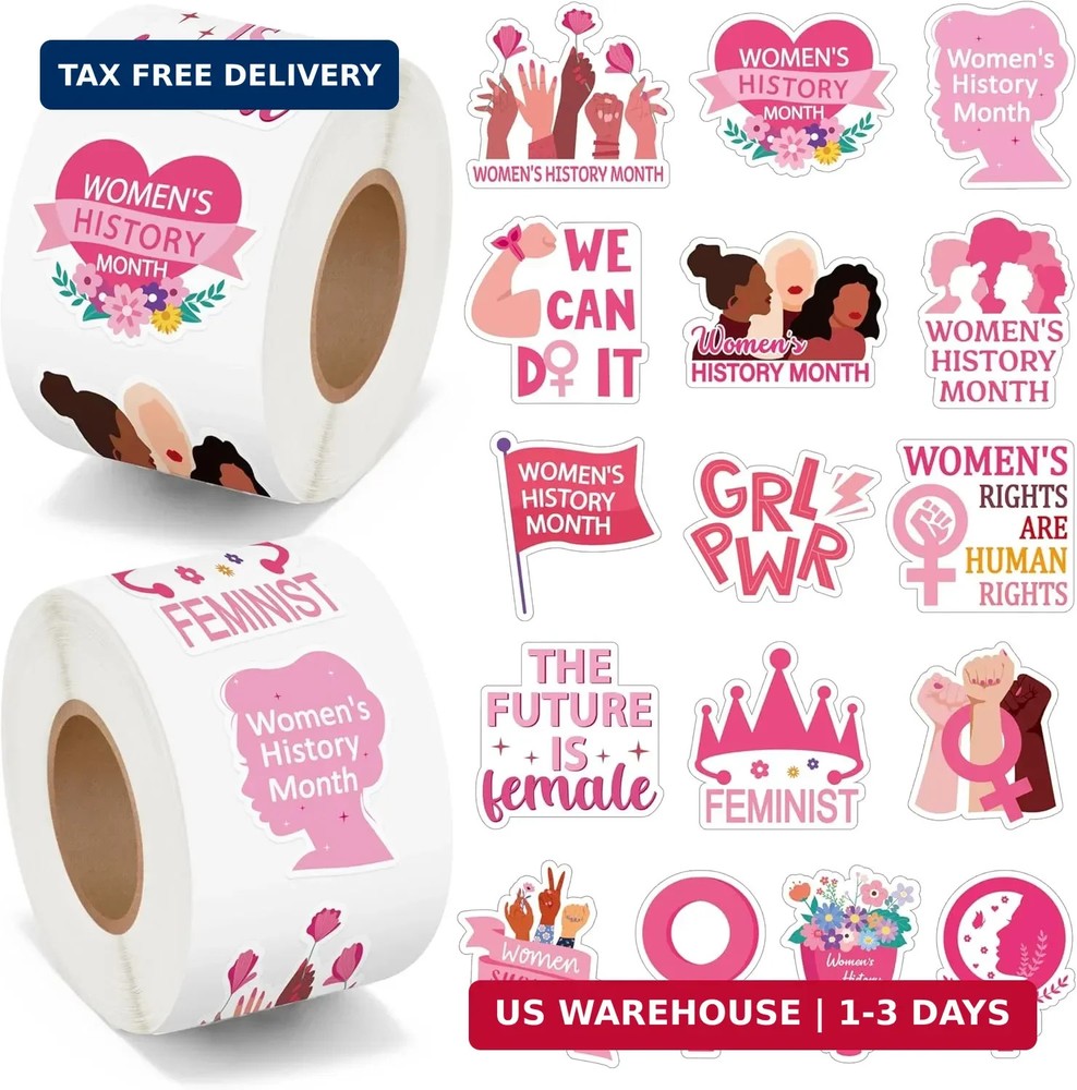 BeYumi Women’s History Month Sticker – 1000Pcs Women’s History Month Stickers in
