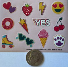 YES EMOJI Sticker(24pc) Greenbrier•Donut•Strawberry •Sunglasses•Cherry•Ice Cream