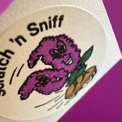 3M Murple Character Single Lilac Flower vintage 80s scratch & sniff sticker