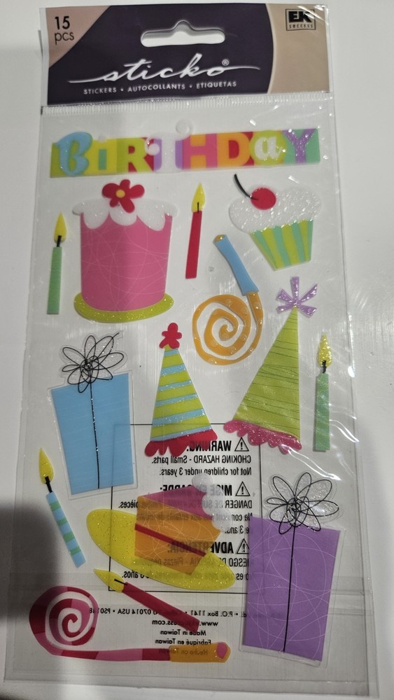 ek success sticko classic stickers 15 pcs Party Essentials cake gifts party hats