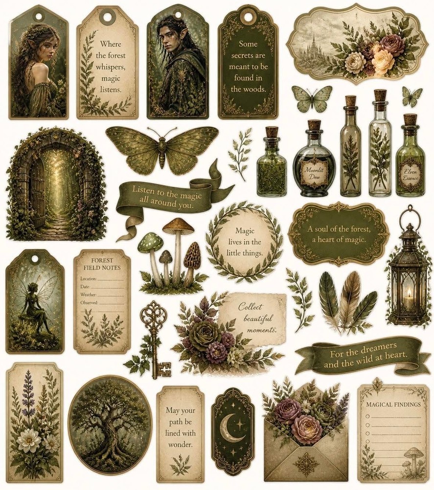 Beautiful Fairies And Elves Embellishments Junk Journal Scrapbook